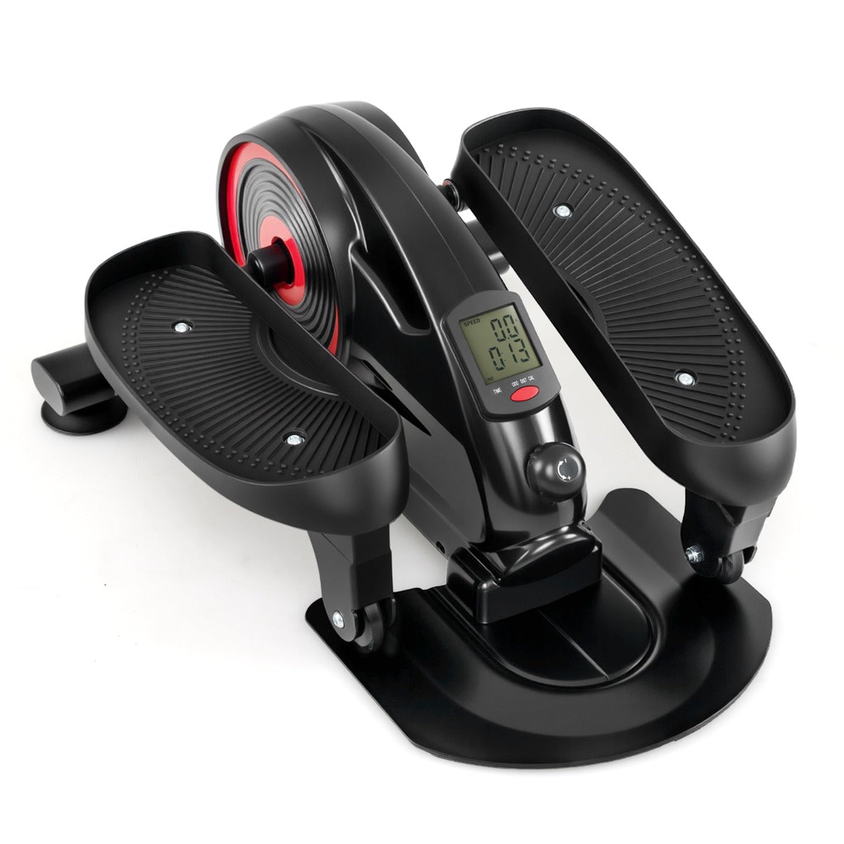 LIVSK Elliptische Trainer voor Onder het Bureau - Instelbare Magnetische Weerstand - Ultrastil - Compact Ontwerp - Rood en Zwart