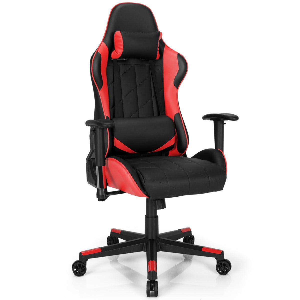 LIVSK Ergonomische Gamingstoel - Verstelbare Rugleuning 90˚-160˚ - 360˚ Draaibaar - 3D-armsteun - Rood & Zwart