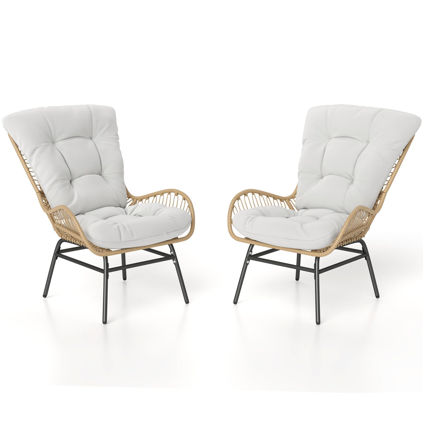 LIVSK Ergonomische Rotanstoel - Hoogwaardig PE-Rotan - Comfortabele Kussens - Sterk Metaal Frame - Tot 180 kg - Naturel