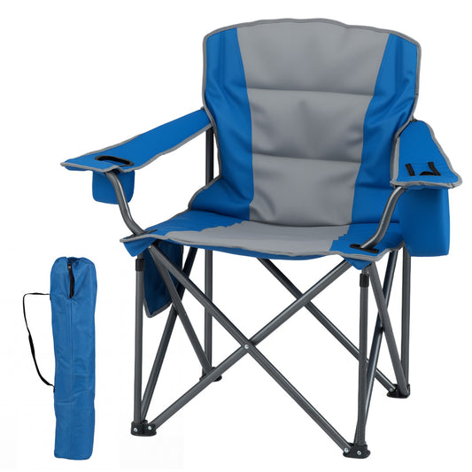 LIVSK Extra Grote Campingstoel - Draagbaar & Opvouwbaar - Gewatteerde Zitting - Koeltas & Bekerhouders - Marineblauw