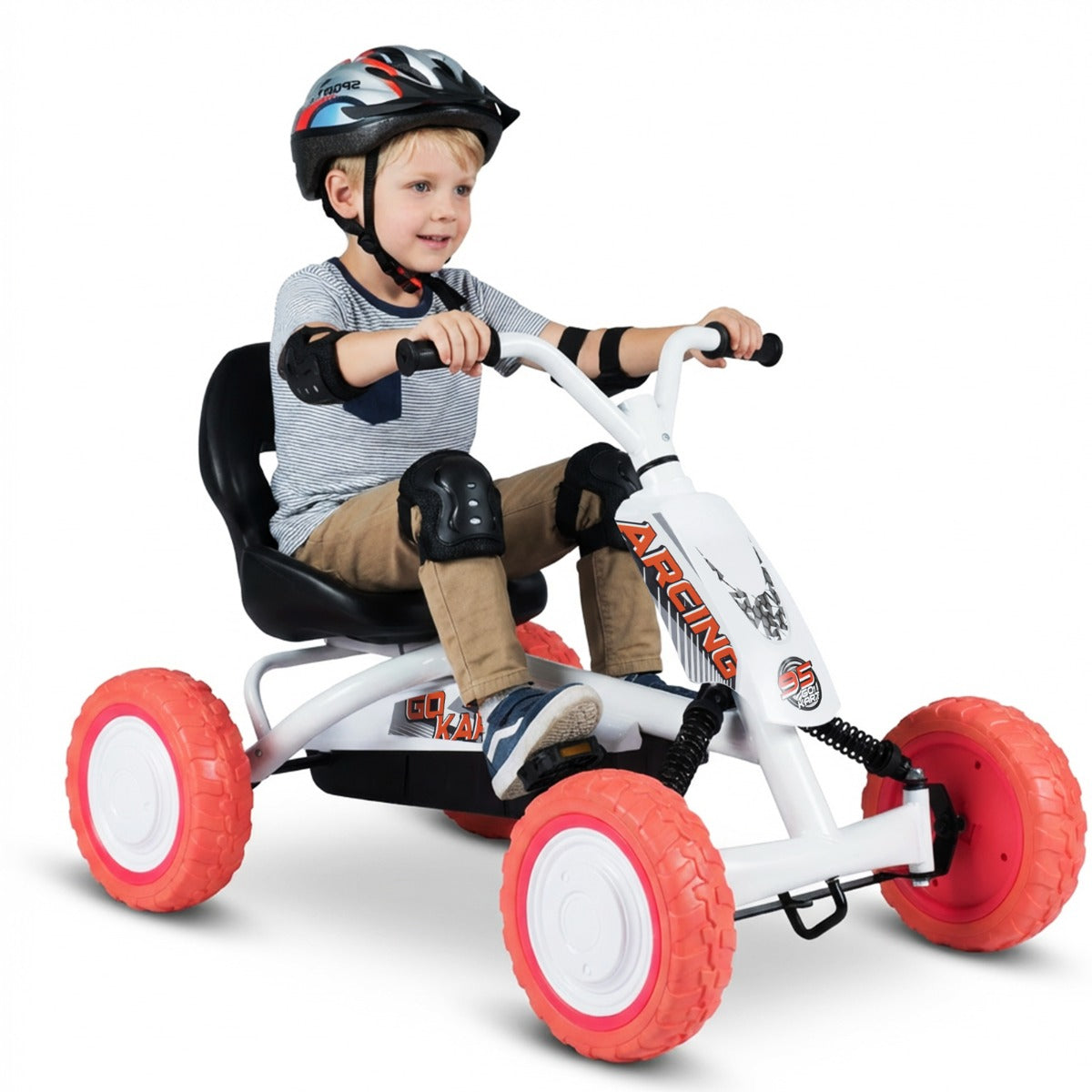 LIVSK Flexibele Gokart - Verstelbare Stoel - Vooruit- en Achteruitversnelling - Robuust Metaal - Geschikt voor 3-8 jaar -