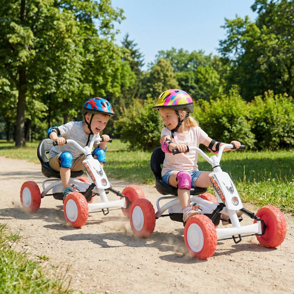 LIVSK Flexibele Gokart - Verstelbare Stoel - Vooruit- en Achteruitversnelling - Robuust Metaal - Geschikt voor 3-8 jaar -