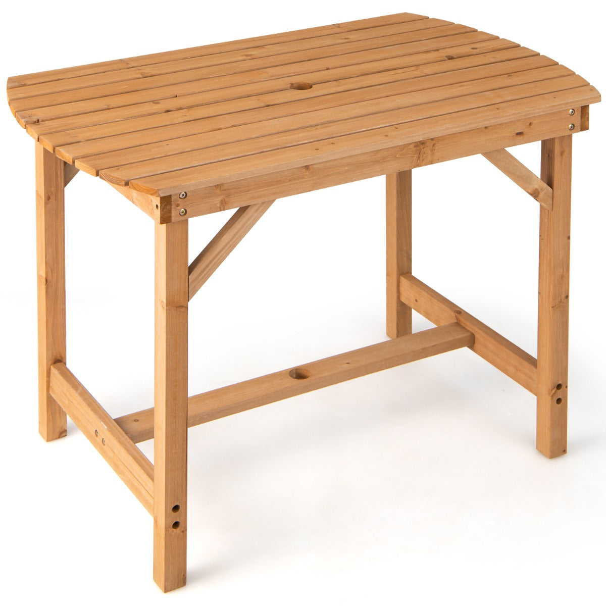 LIVSK Grenenhouten Buitentafel - Voor 4-6 Personen - Parasolgat 4 cm - Duurzaam Massief Hout - Natuurlijk
