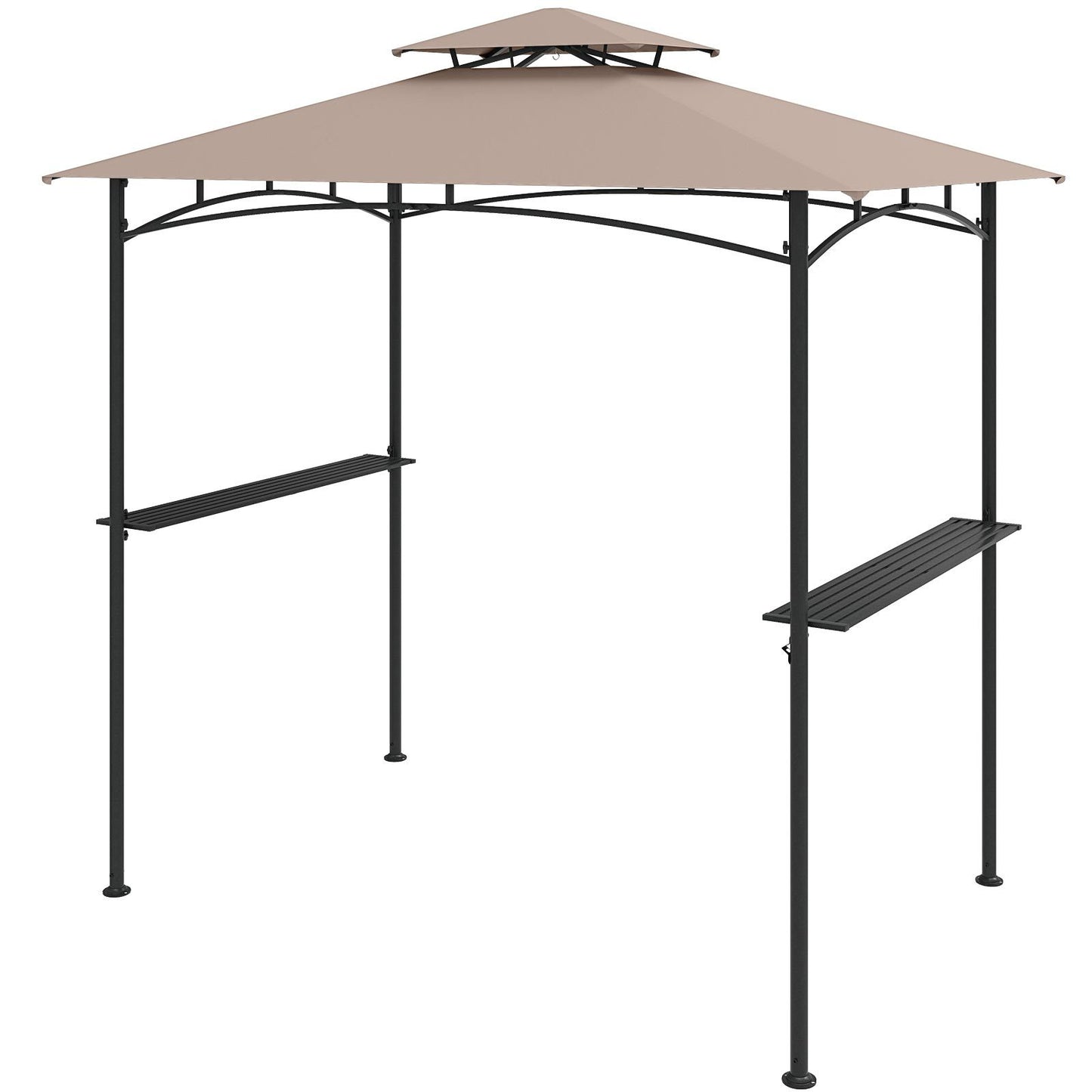 LIVSK Grillpaviljoen - Dubbelwandig Polyester Dak - Metalen Zijplanken - Eenvoudige Montage - 242 x 150 cm - Grijs/Bruin