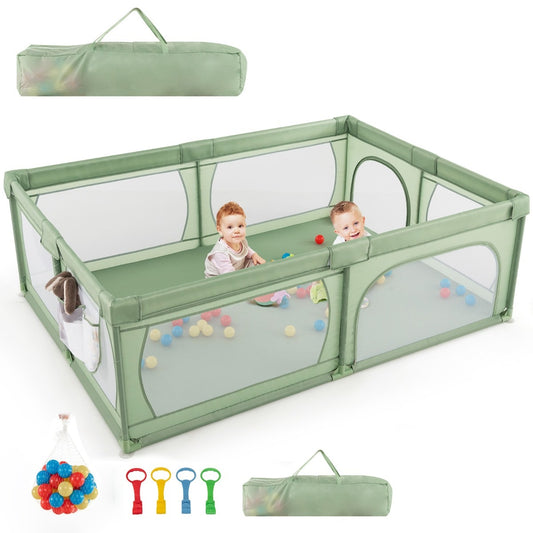 LIVSK Grondbox - Ademend Netstof - Inclusief 50 Kleurrijke Ballen - Ruimte van 206 x 147 cm - Geschikt voor Kinderen tot 3 Jaar -