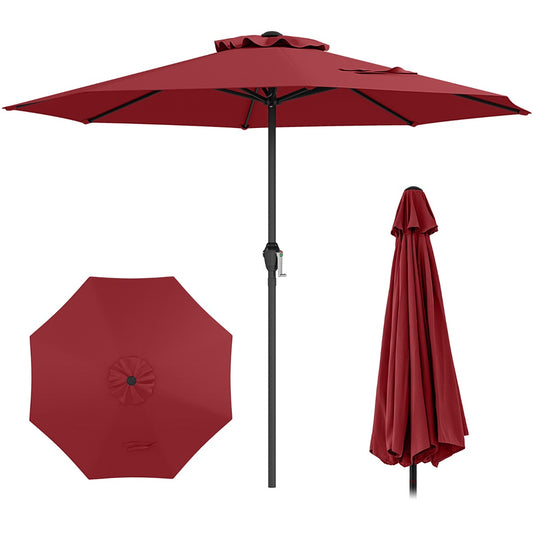 LIVSK Grote Marktparasol - Hoogwaardig Polyester - Geventileerd Ontwerp - Eenvoudige Installatie - Wijnrood