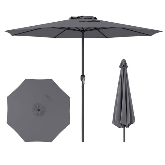LIVSK Grote Terrasparasol - 360 cm Diameter - Stabiele 8 Ribben - Eenvoudige Slinger - Beige/Grijs