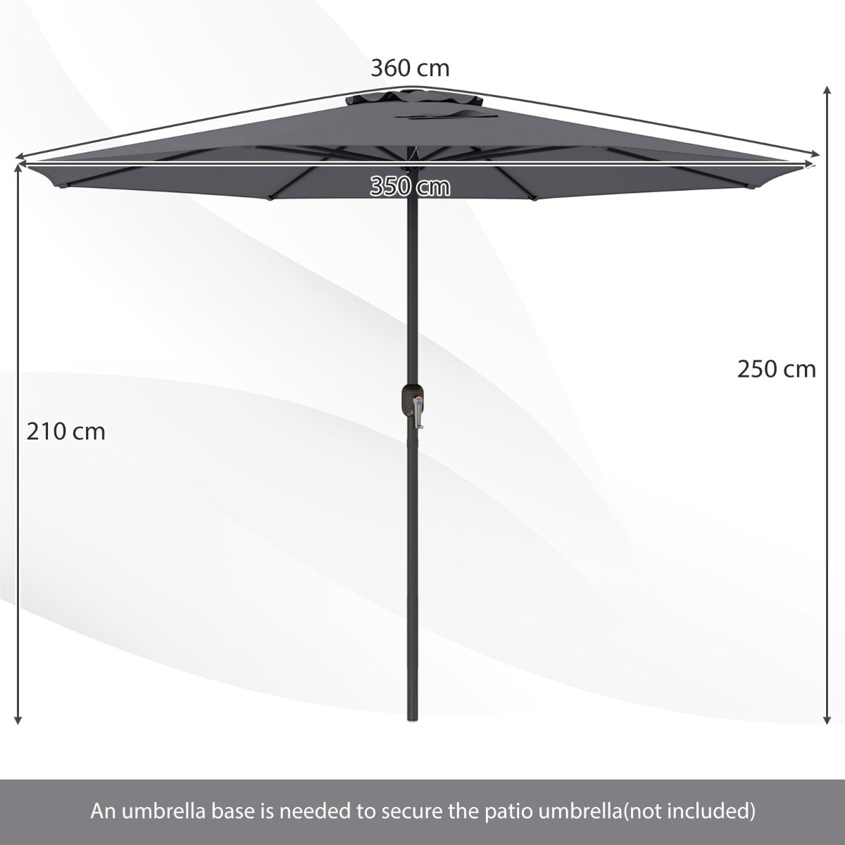 LIVSK Grote Terrasparasol - 360 cm Diameter - Stabiele 8 Ribben - Eenvoudige Slinger - Beige/Grijs