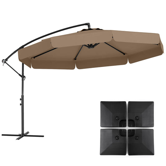 LIVSK Hangparasol 305 cm - Hoogwaardig Polyester - Kantelhoek 0-35° - Inclusief Beschermhoes - Beige/Grijs/Geelbruin/Rood