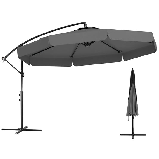 LIVSK Hangparasol 305 cm - Verstelbare Kantelhoek - Inclusief Beschermhoes - Hoogwaardig Polyester - Beige/Grijs