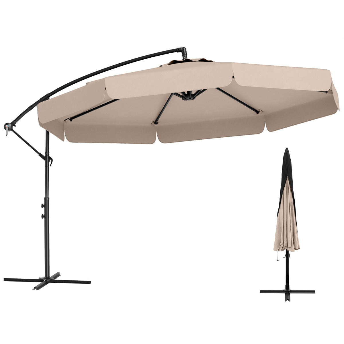 LIVSK Hangparasol - Diameter 305 cm - Hoogwaardig Polyester - Verstelbare Kantelhoek - Inclusief Beschermhoes - Beige