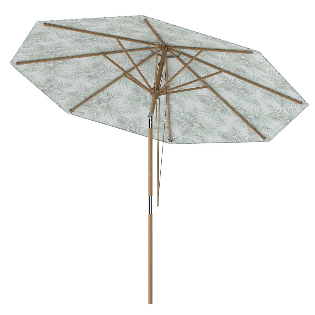 LIVSK Hangparasol - Kantelbare Kap - Geventileerd Ontwerp - Duurzaam Polyester - Beukenhouten Stok - Tropisch Patroon - 270 cm