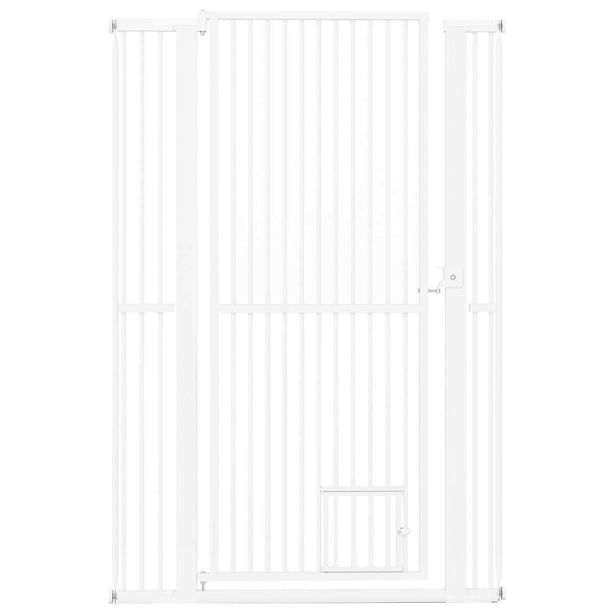 LIVSK Hoge Dierenbarrière - Extra Hoog 150 cm - Verstelbare Breedte 77-104 cm - Gegalvaniseerd Metaal - Wit