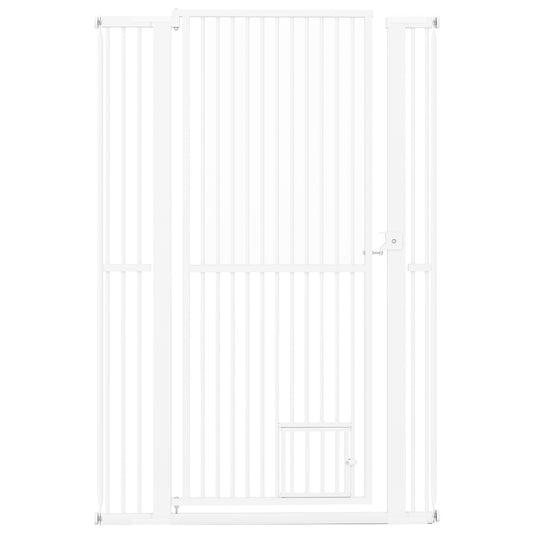 LIVSK Hoge Dierenbarrière - Extra Hoog 150 cm - Verstelbare Breedte 77-104 cm - Gegalvaniseerd Metaal - Wit