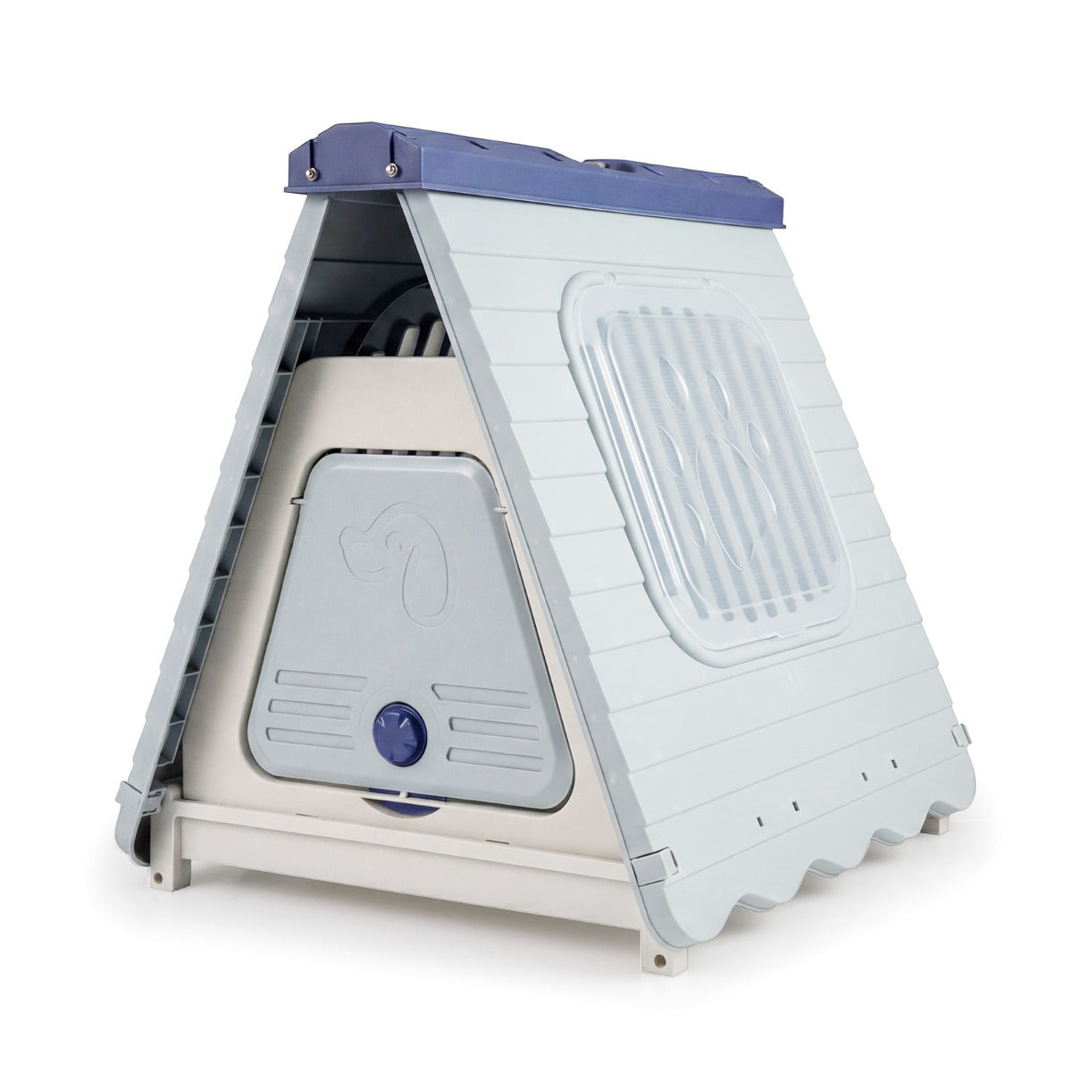LIVSK Hondenhok - Weersbestendig & Opvouwbaar - Verhoogde Basis - Ventilatieramen - Voor Kleine en Middelgrote Honden - Blauw/Roze
