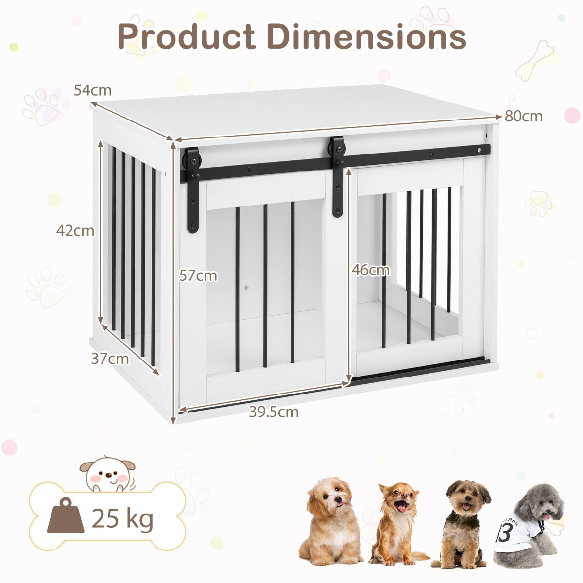 LIVSK Hondenkooi - Stevig Metalen Frame - Schuifdeur & Ventilatie - 2-in-1 Meubel - Geschikt voor Kleine en Middelgrote Honden -