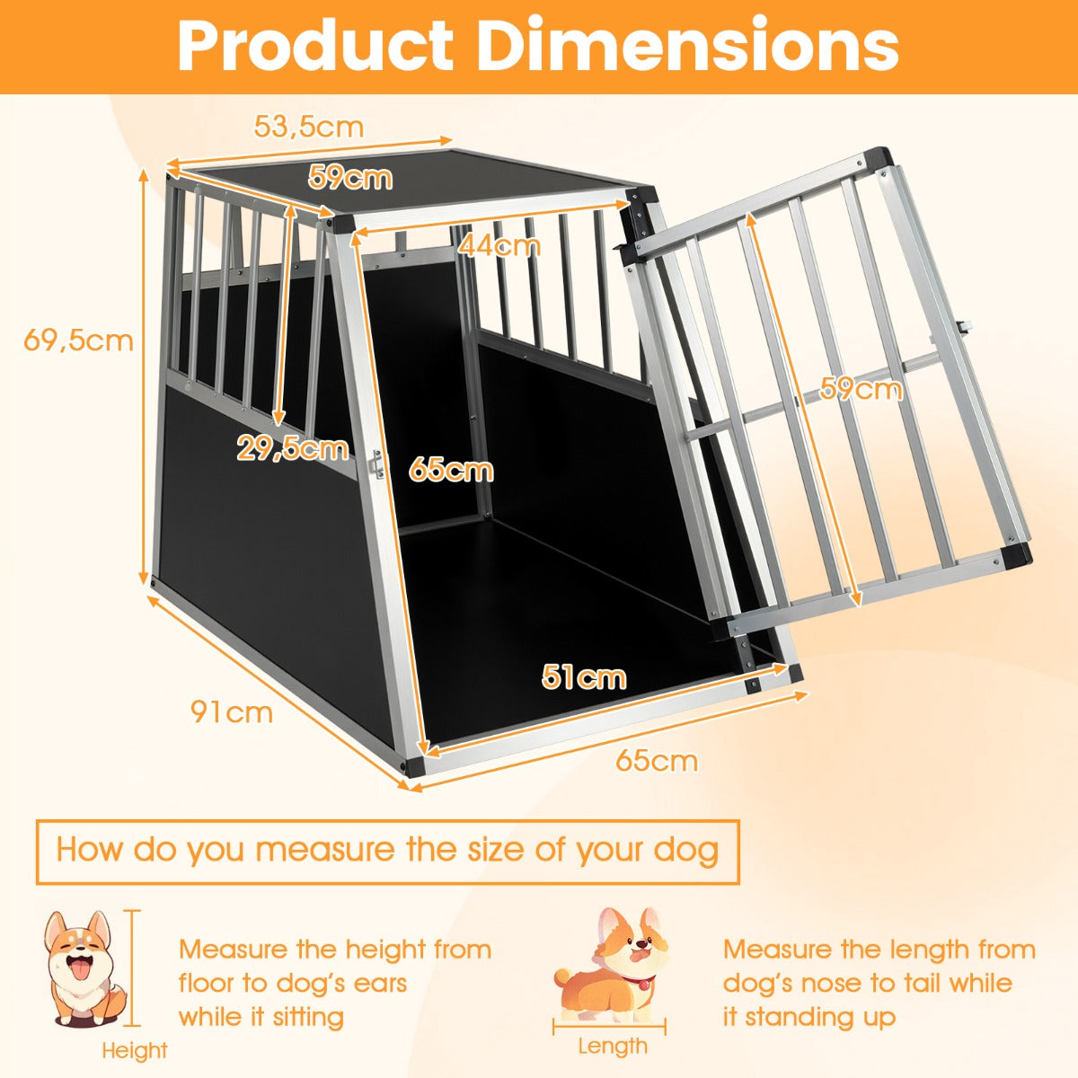 LIVSK Hondentransportbox - Aluminiumlegering - Trapeziumvormig - Optimale Ventilatie - Voor Kleine en Middelgrote Honden - Zilver