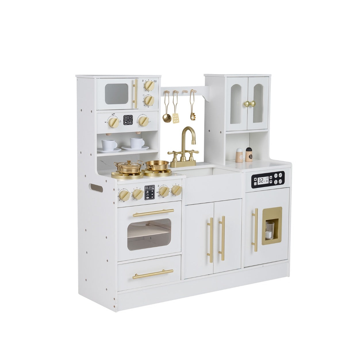 LIVSK Houten Speelkeuken - Realistische Licht- en Geluidseffecten - Inclusief Accessoires - Veilige Ontwerp - Zwart/Wit
