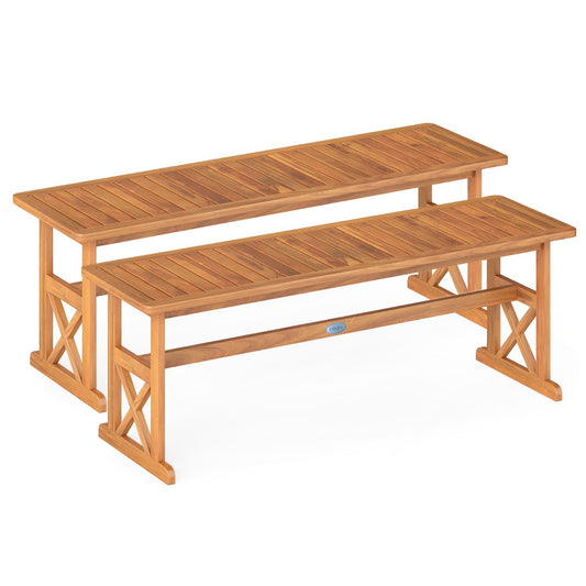 LIVSK Houten Tuinbank - Massief Acaciahout - Ruimte voor 2-3 Personen - Draagvermogen 360 kg - Naturel