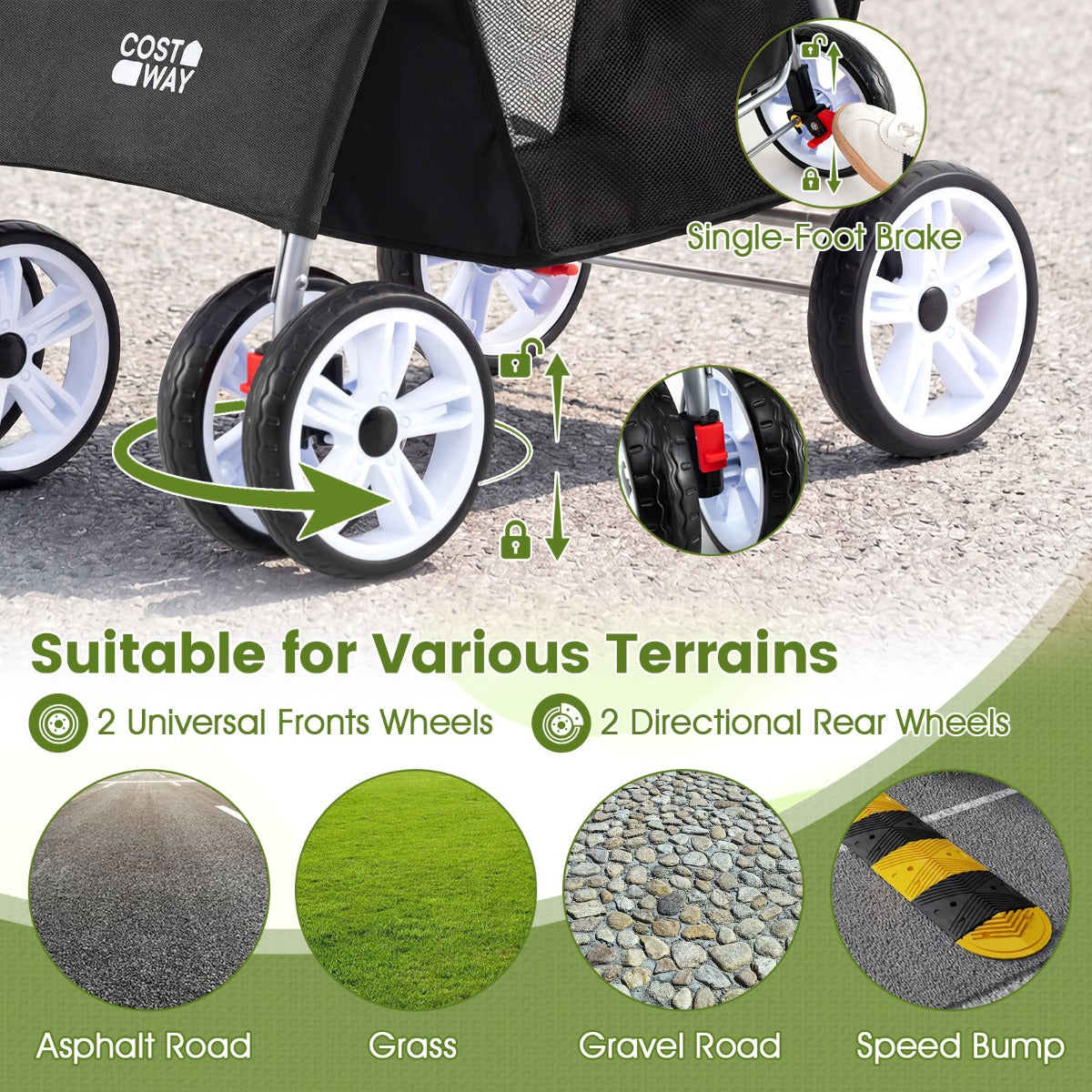 LIVSK Huisdierenwagen - Waterdicht Oxford-Materiaal - Verstelbare Kap - Draaibare Wielen - Voor Huisdieren tot 15 kg - Blauw