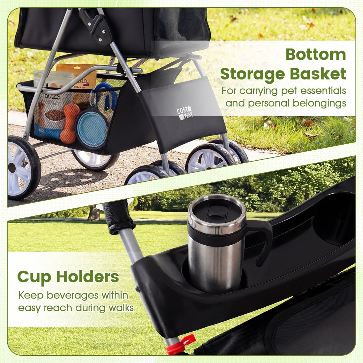 LIVSK Huisdierenwagen - Waterdicht Oxford-Materiaal - Verstelbare Kap - Opvouwbaar en Draagbaar - Voor Huisdieren tot 15 kg -