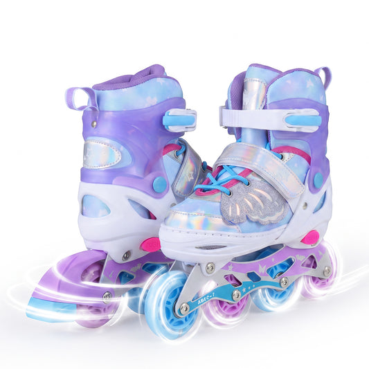 LIVSK Inline Skates voor Kinderen - 4 Maten Verstelbaar - LED Wielen - Aluminium Frame - Ademend Mesh - Blauw