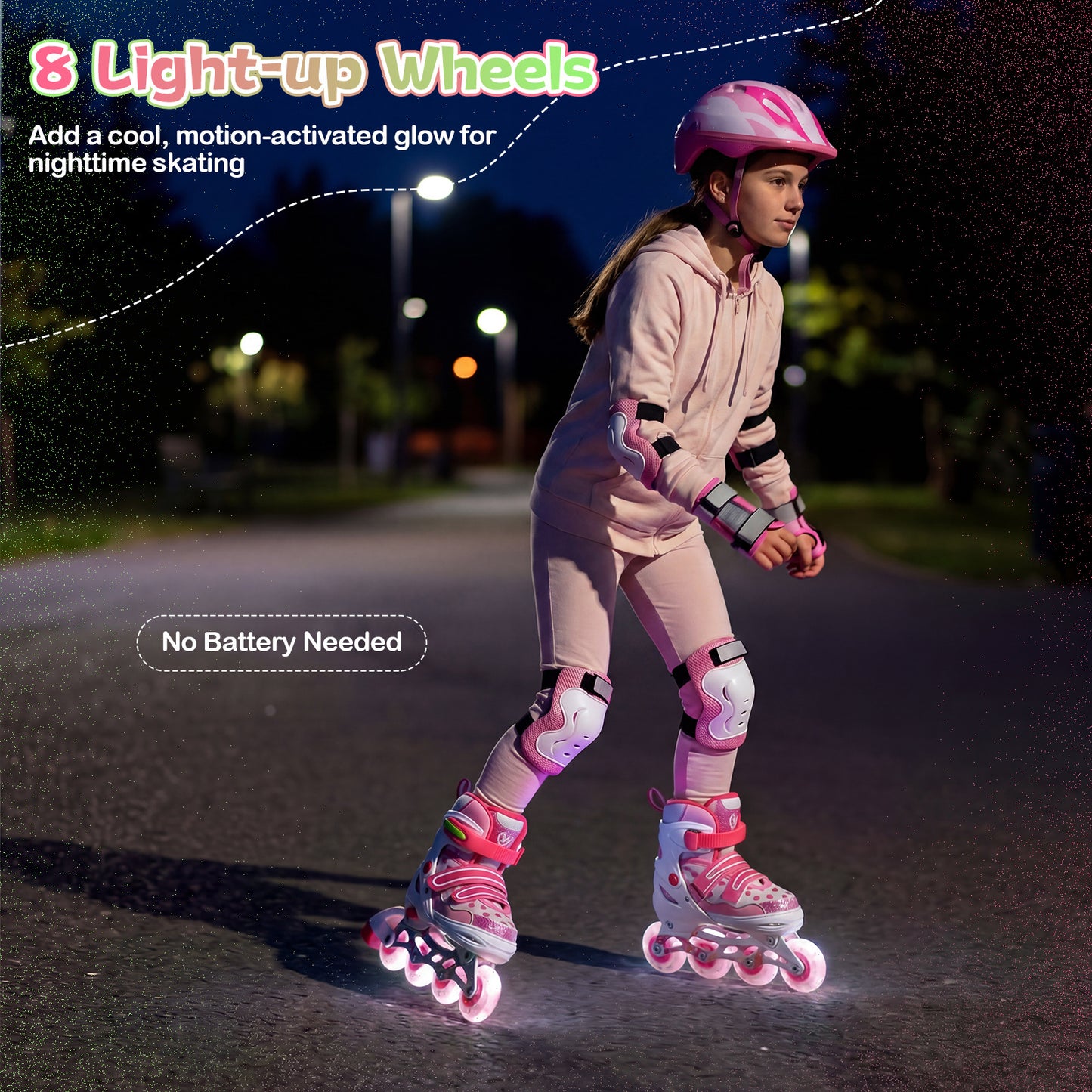 LIVSK Inline Skates voor Kinderen - 4 Verstelbare Maten - Verlichte Wielen - Aluminium Frame - Roze