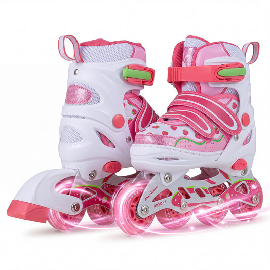 LIVSK Inline Skates voor Kinderen - 4 Verstelbare Maten - Verlichte Wielen - Zachte Binnenvoering - Roze