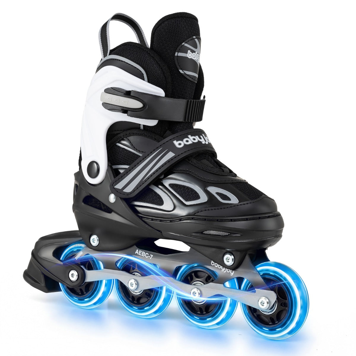 LIVSK Inline Skates voor Kinderen - Verstelbaar in 4 Maten - LED Verlichte Wielen - Ademend en Comfortabel - Wit & Zwart