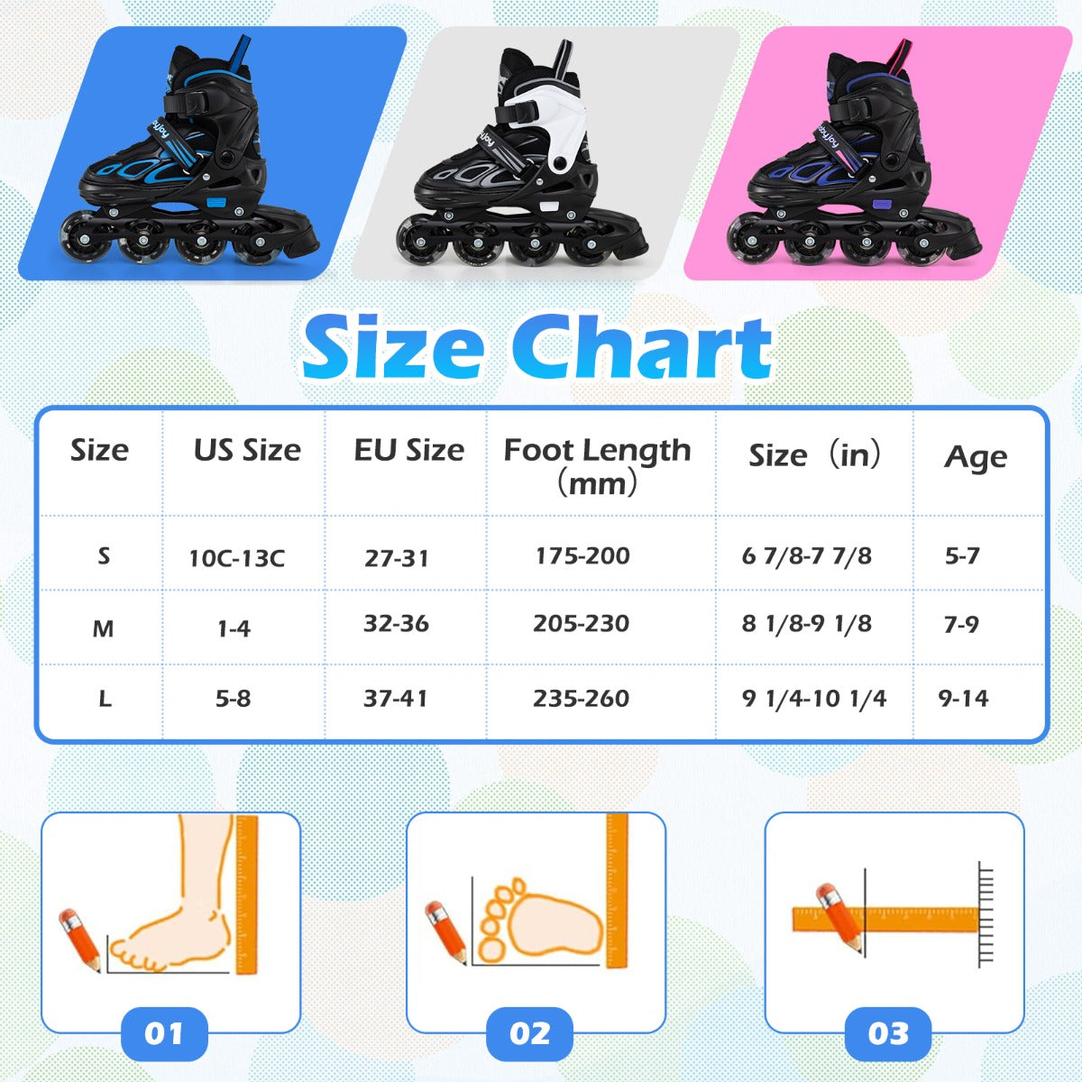 LIVSK Inline Skates voor Kinderen - Verstelbaar in 4 Maten - LED Verlichte Wielen - Ademend en Comfortabel - Wit & Zwart
