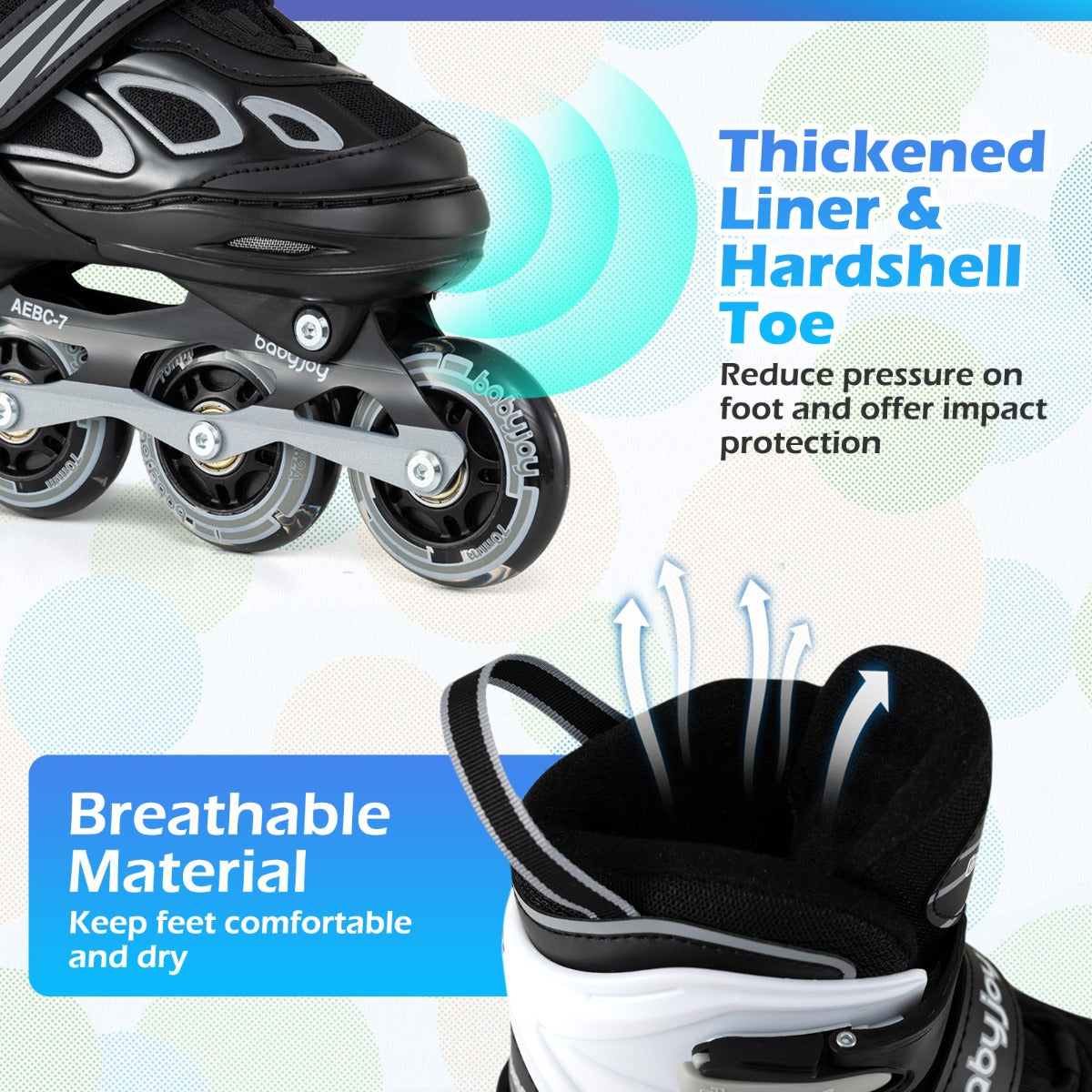 LIVSK Inline Skates voor Kinderen - Verstelbaar in 4 Maten - LED Verlichte Wielen - Ademend en Comfortabel - Wit & Zwart