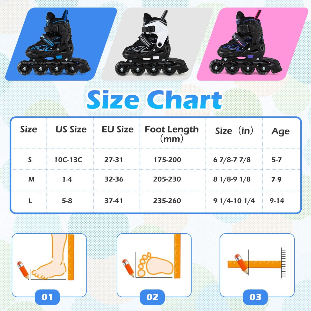 LIVSK Inline Skates voor Kinderen - Verstelbaar in 4 Maten - LED Verlichte Wielen - Ademend en Gewatteerd - Wit & Zwart