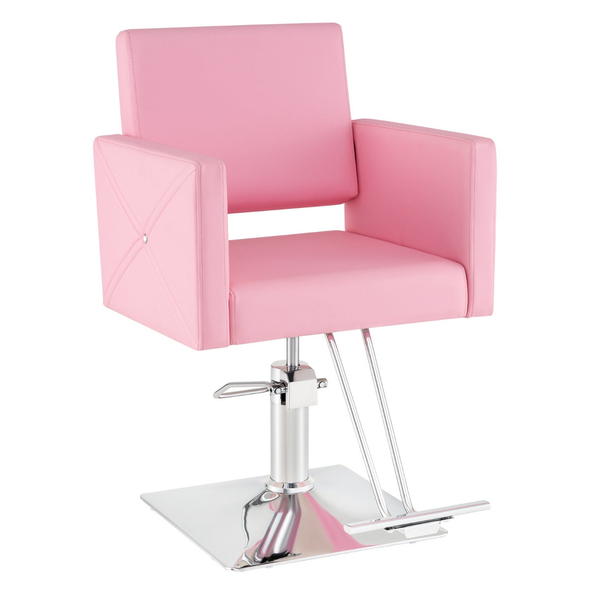 LIVSK Kappersstoel - Verstelbare Hoogte 94,5-110 cm - 360° Draaifunctie - Robuust Gegalvaniseerd Frame - Roze