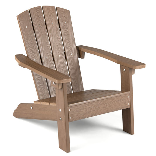 LIVSK Kinder-Adirondack-stoel - HIPS-kunststof - Ergonomische Rugleuning - Voor Binnen en Buiten - 51 x 55,5 x 56 cm - Bruin