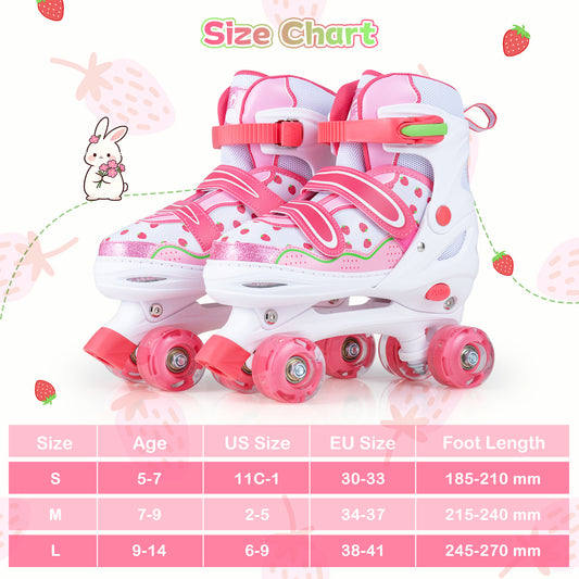 LIVSK Kinder Rolschaatsen - 4-Traps Maatverstelling - Ademend Mesh - Veiligheidsontwerp - Zelfverlichtende Wielen - Roze