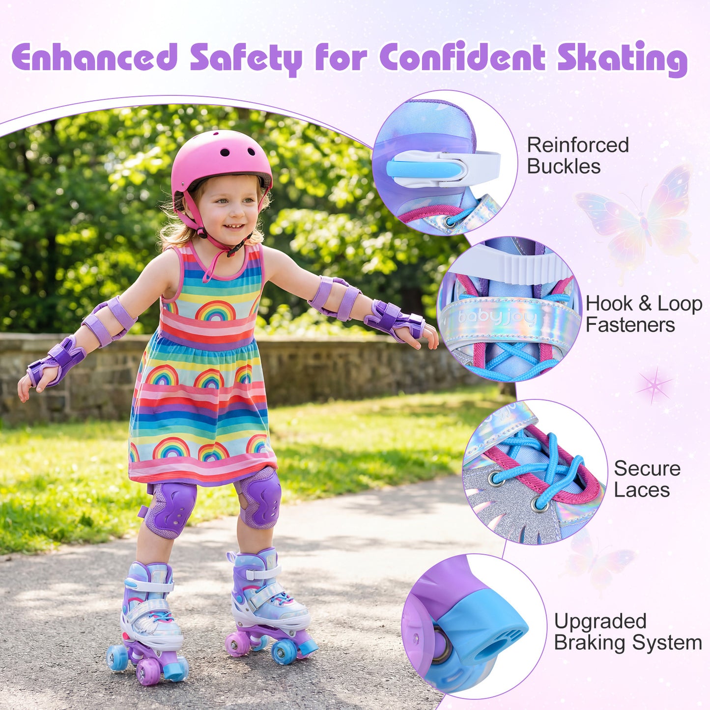 LIVSK Kinderrolschaatsen - Meegroeidesign - Verlichte Wielen - Veilig & Comfortabel - Voor Kinderen 5-14 Jaar - Blauw/Roze