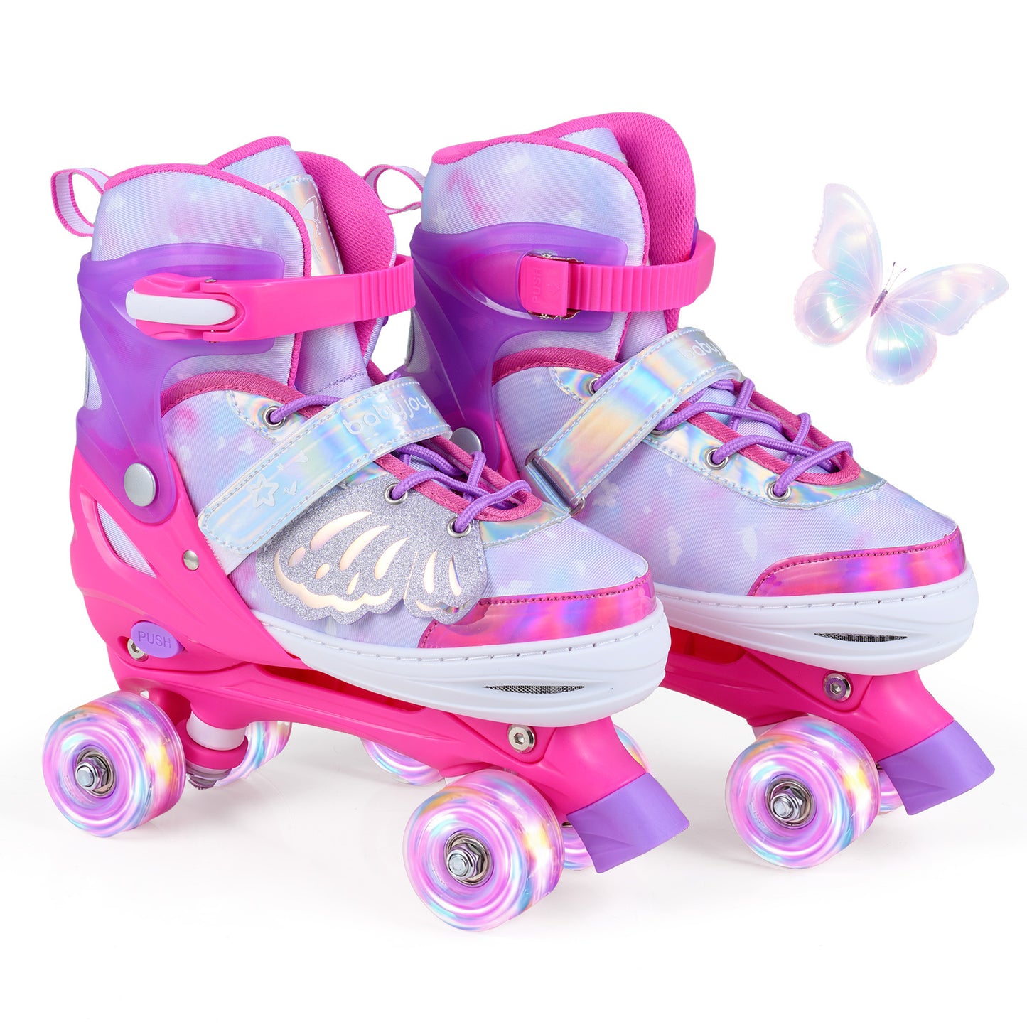 LIVSK Kinderrolschaatsen - Meegroeidesign - Verlichte Wielen - Veilig en Comfortabel - Voor Kinderen 5-14 Jaar - Blauw/Roze