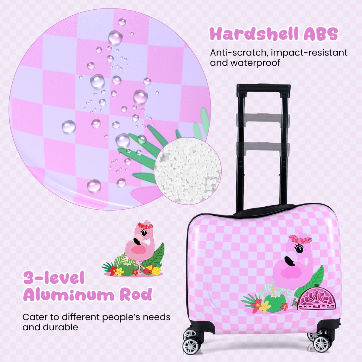 LIVSK Kinderrugzak - Handvat Rechterkant - Klassieke Stijl - Flamingo Ontwerp - Roze