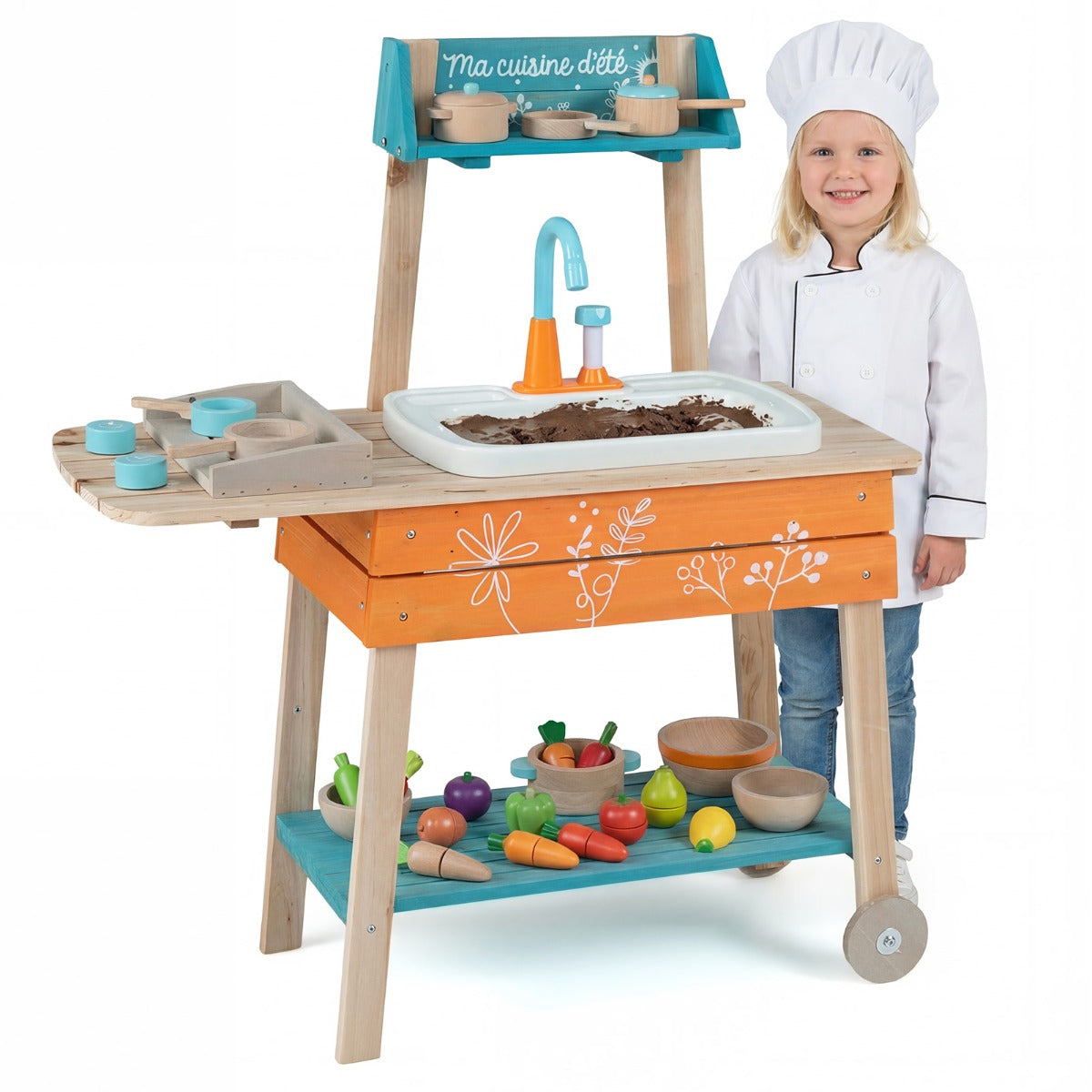 LIVSK Kinderspeelkeuken - Afneembare Spoelbak - Draaibare Kraan - Grillrooster - Opbergplanken - Voor 3 jaar en ouder -