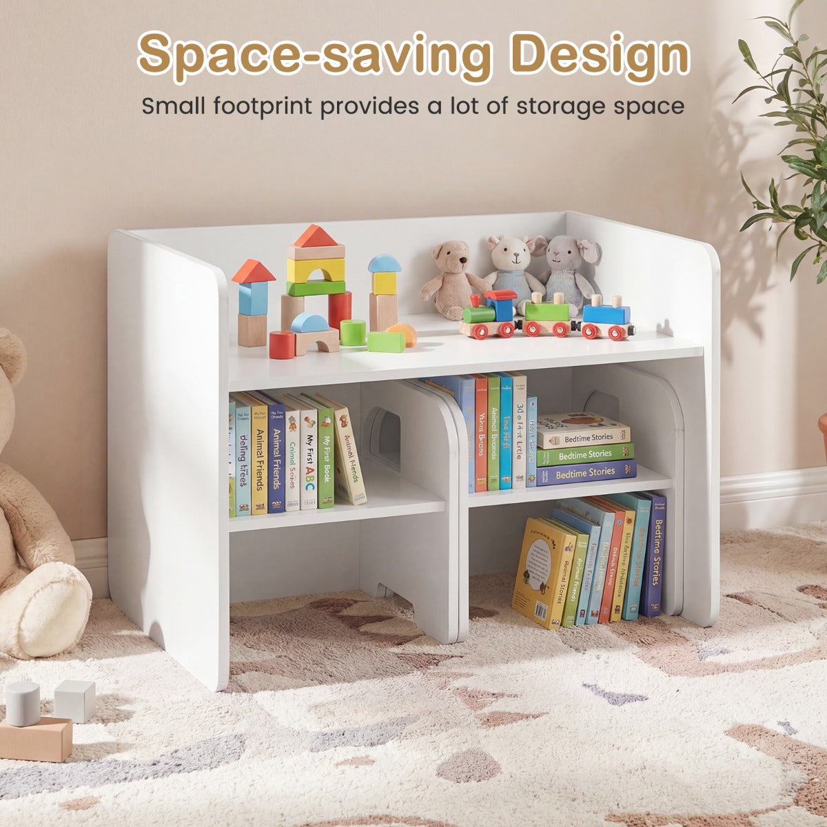 LIVSK Kindertafel met 2 Stoelen - Creatieve Ruimte - Veilig Houtcomposiet - Ruimtebesparend - Geschikt vanaf 3 jaar -