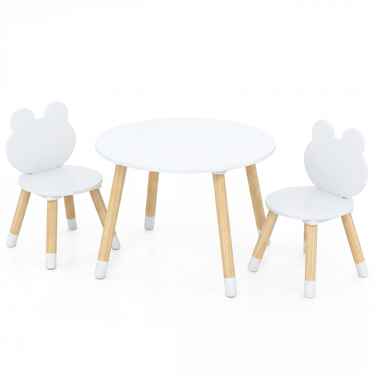 LIVSK Kindertafel met 2 Stoelen - Massief Grenenhout - Veilige Constructie - Kindvriendelijke Afmetingen - Groen/Wit
