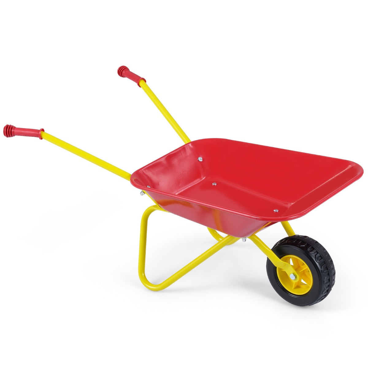 LIVSK Kindertuinwagen - Stevig Metaal - Antislip Handgrepen - Robuuste Terreinbanden - Draagvermogen 15 kg - Rood/Groen & Geel