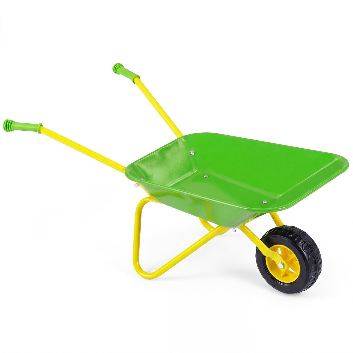 LIVSK Kindertuinwagen - Stevig Metaal - Antislip Handgrepen - Terreinbanden - Draagvermogen 15 kg - Rood/Groen & Geel