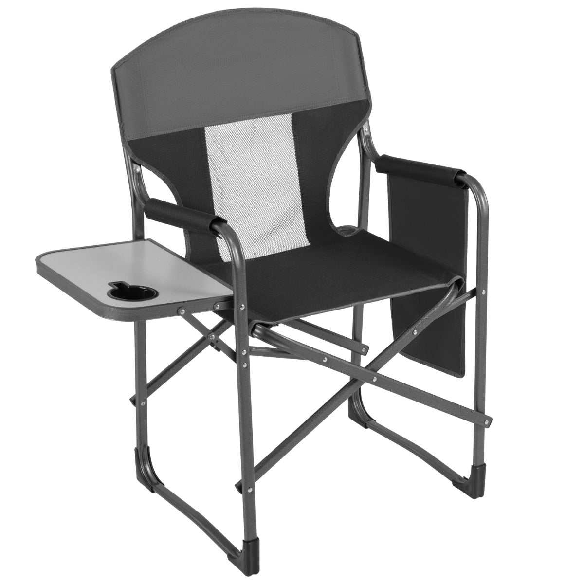 LIVSK Klapstoel - Ergonomische Rugleuning - Draagvermogen 180 kg - Inclusief Bekerhouder en Opbergtas - Bruin