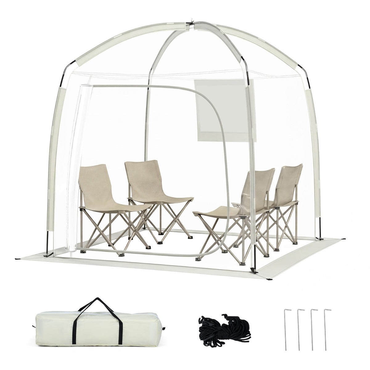 LIVSK Koepeltent - Panoramisch Uitzicht - Weerbestendig PVC - Stevige Glasvezelconstructie - Voor 2-4 Personen - Transparant