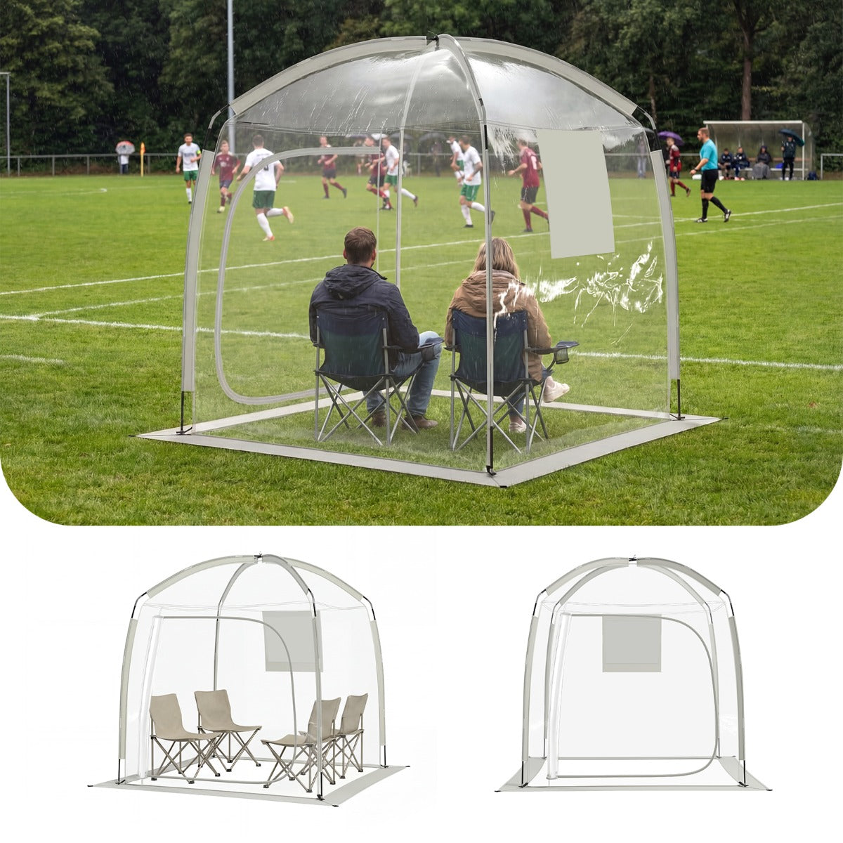 LIVSK Koepeltent - Panoramisch Uitzicht - Weerbestendig PVC - Stevige Glasvezelconstructie - Voor 2-4 Personen - Transparant