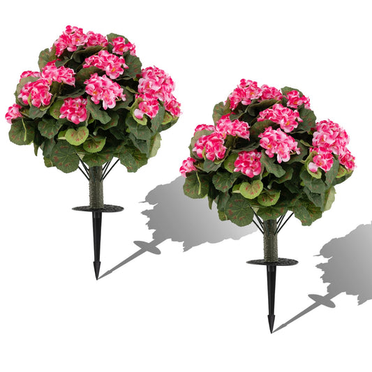 LIVSK Kunstgeraniums - Onderhoudsvriendelijk - Hoogwaardig Zijde - Stabiele PE-stam - Voor Binnen en Buiten - Rood/Roze