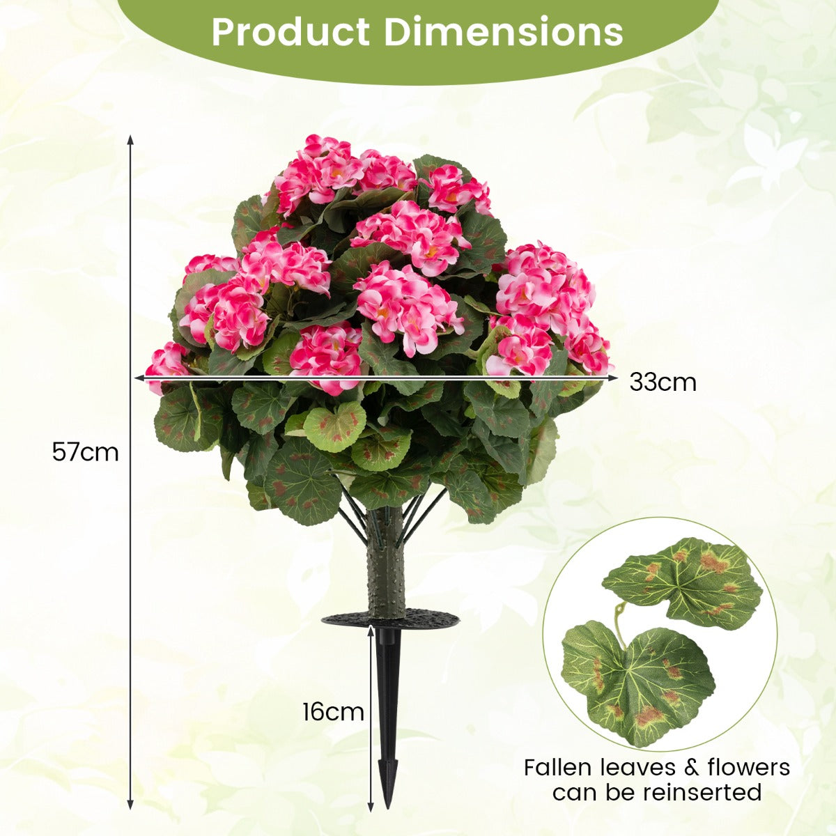 LIVSK Kunstgeraniums - Onderhoudsvriendelijk - Hoogwaardig Zijde - Stabiele PE-stam - Voor Binnen en Buiten - Rood/Roze