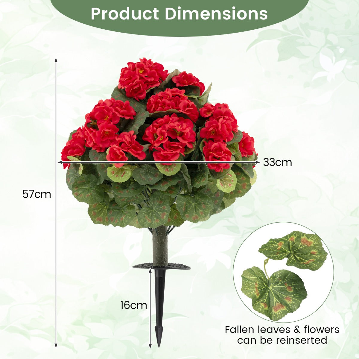 LIVSK Kunstgeraniums - Realistisch Uiterlijk - Onderhoudsvriendelijk - PE en Zijde - Voor Binnen en Buiten - Rood/Roze