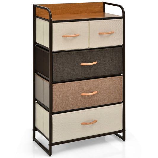 LIVSK Ladenkast met 5 Inklapbare Lades - Stevig Stalen Frame - Waterdicht MDF-Blad - Modern Ontwerp - 58 x 29 x 99,5 cm